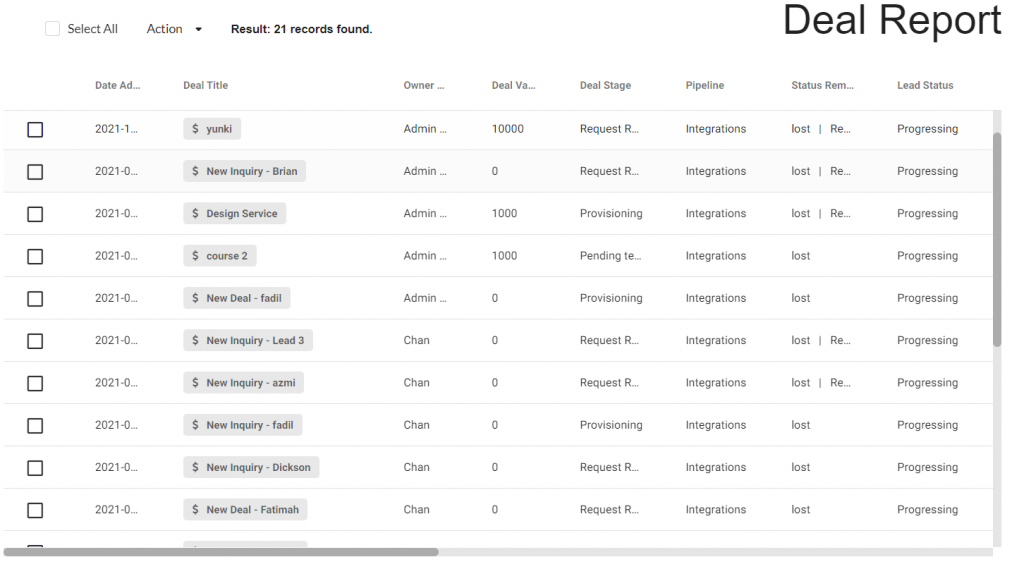 How to view and download lost deals in deal report? - Help Center